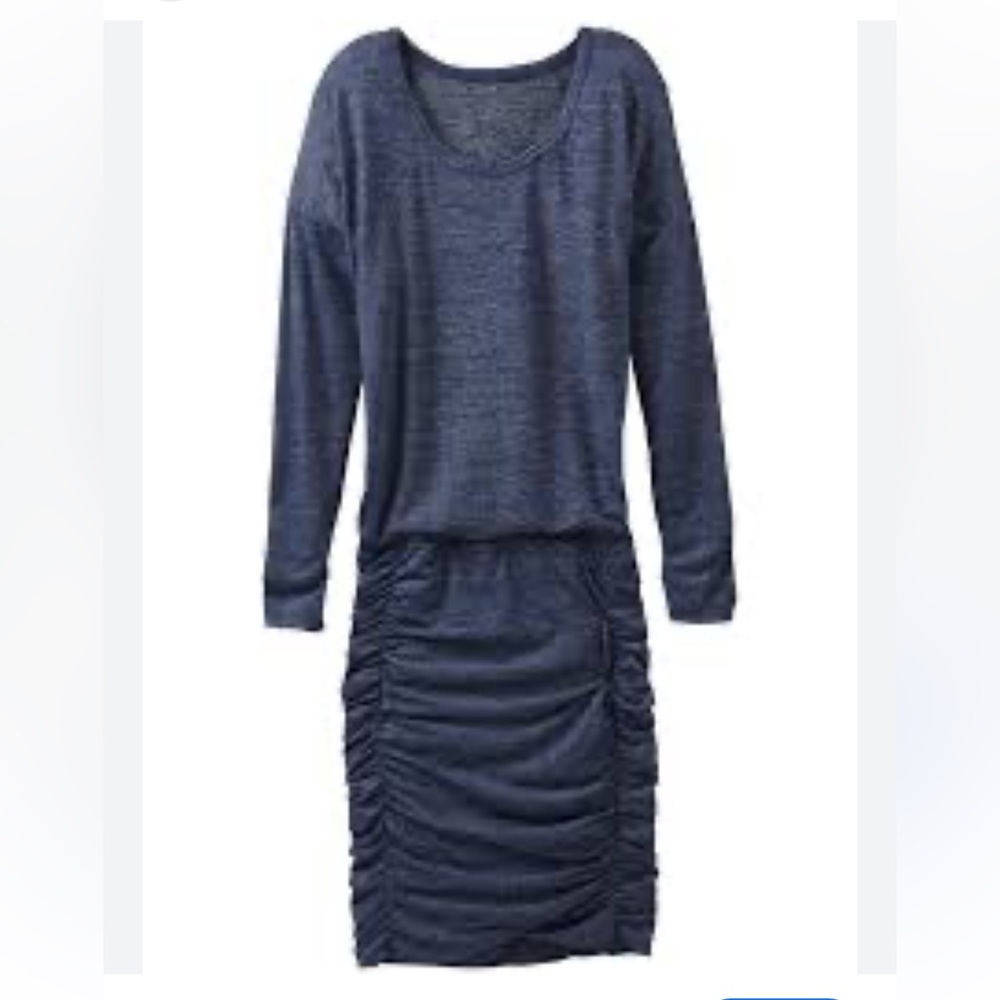 New Athleta Blue Long Sleeve Ruched Tulip Dress Size xxs